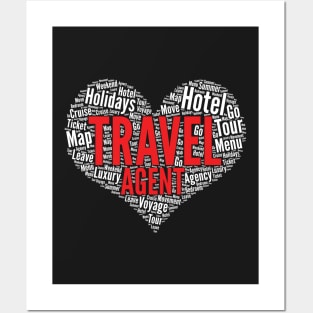 Travel agent Heart Shape Word Cloud Design print Posters and Art